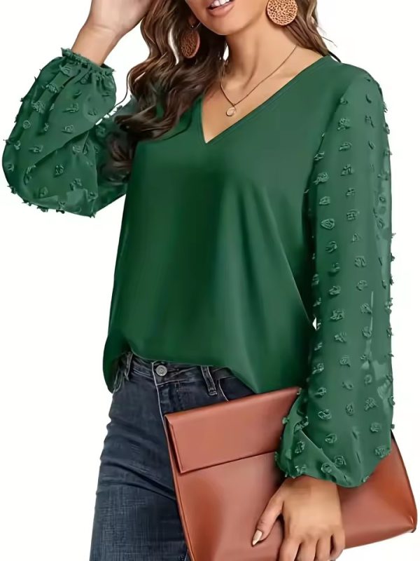 Casual V-Neck Slight Stretch Loose Fit Plus Size Shirt - Image 7