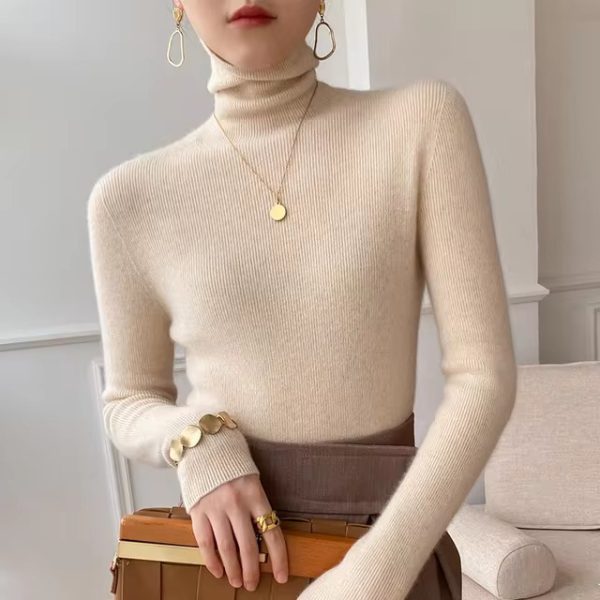 Casual Viscose Pullovers Turtleneck Warm Knitwear Sweater - Image 2