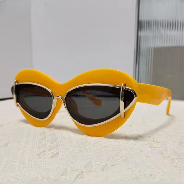 Cat Eye Double Frame Retro Eyewear Shades UV400 Vintage Punk Sun Glasses - Image 7