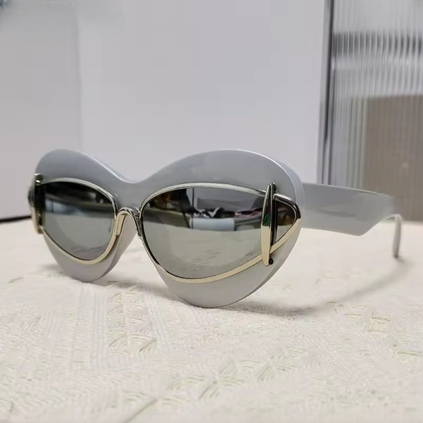 Retro UV400 Vintage Punk Cat Eye Double Frame Sun Glasses - Image 3