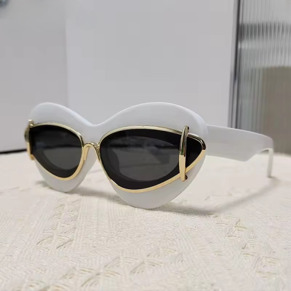 Cat Eye Double Frame Retro Eyewear Shades UV400 Vintage Punk Sun Glasses - Image 5