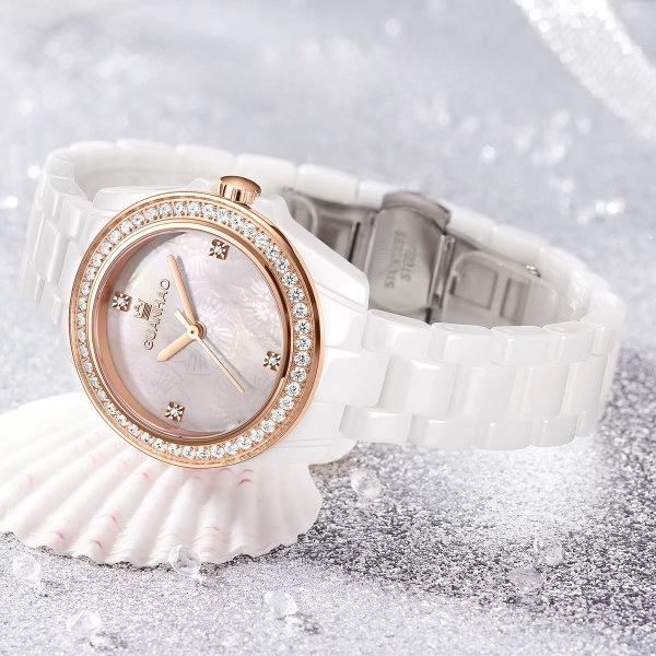 Ceramic Watch With Diamond Waterproof Luxury Elegant Romantic Quartz Wristwatch - Image 4