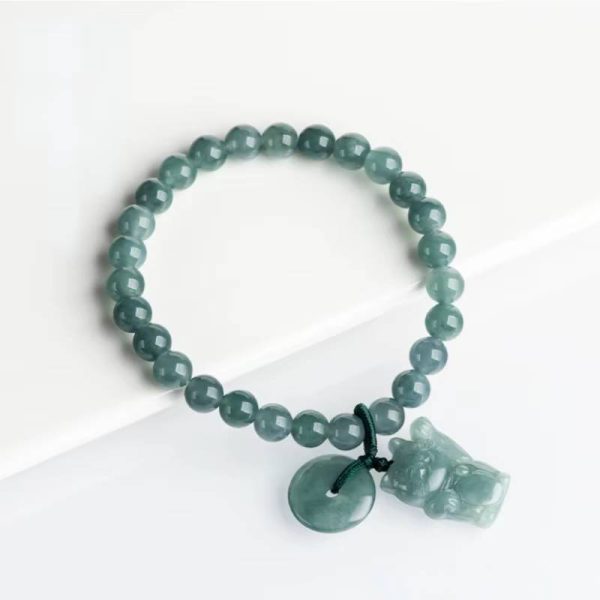 Classic Rose Handwoven Ice Natural A-grade Jade Bracelet - Image 6