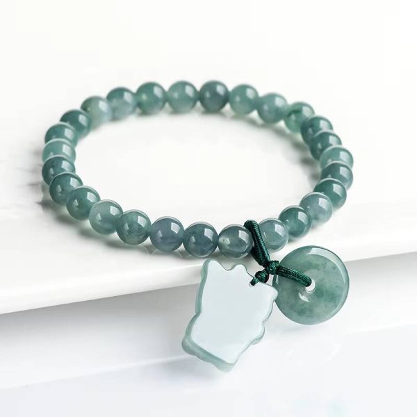 Classic Rose Handwoven Ice Natural A-grade Jade Bracelet - Image 5