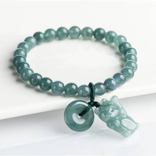 Classic Rose Handwoven Ice Natural A-grade Jade Bracelet - Image 4