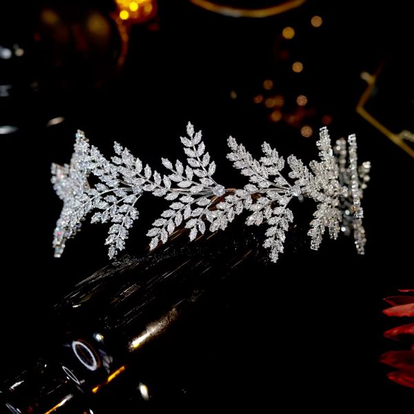 Crystal Leaf Bridal Crown Tiaras Hair Accessories Wedding Hair Band - Image 3