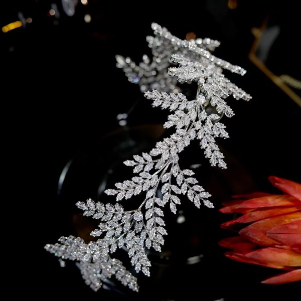 Crystal Leaf Bridal Crown Tiaras Hair Accessories Wedding Hair Band - Image 8