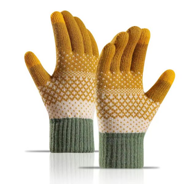 Double-layer fleece-thickened cold-proof touch screen finger warm outdoor cycling gloves - Image 2