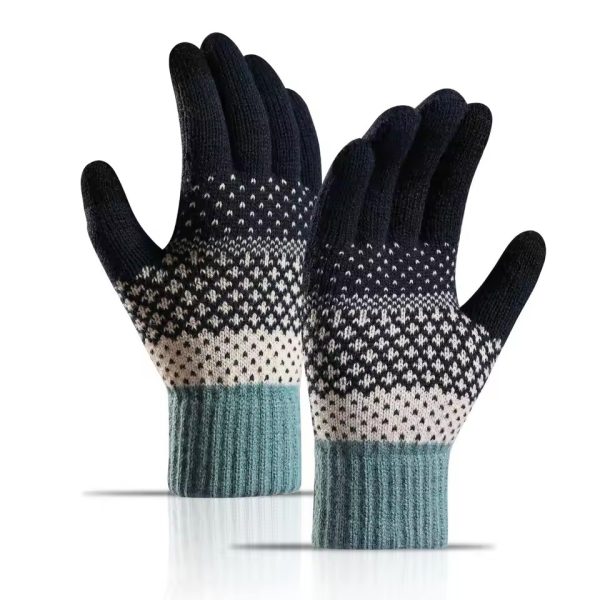 Double-layer fleece-thickened cold-proof touch screen finger warm outdoor cycling gloves - Image 5