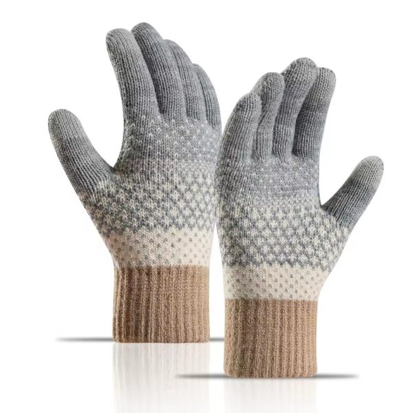 Double-layer fleece-thickened cold-proof touch screen finger warm outdoor cycling gloves - Image 4