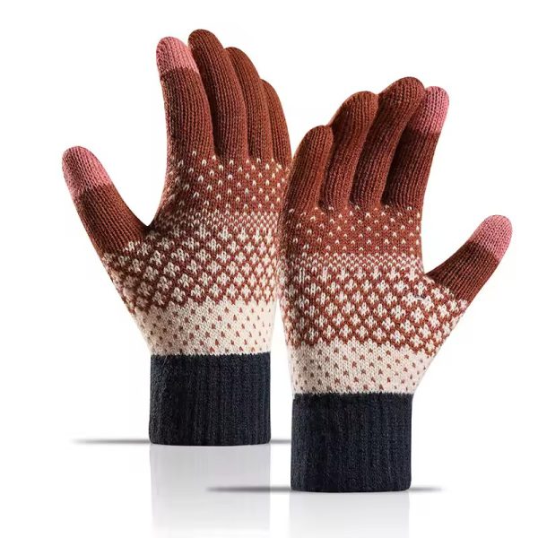 Double-layer fleece-thickened cold-proof touch screen finger warm outdoor cycling gloves - Image 3