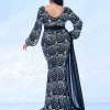 Elegant Draping V-Neck Sage Sequin Plus Size Maxi Dress - Image 7