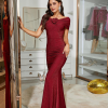 Elegant Floral Mermaid Evening Party Floor Length Dress