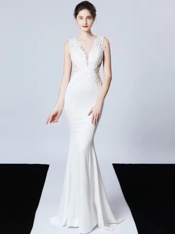 Elegant Luxury Silhouette Empire Wedding Party Maxi Dress - Image 5