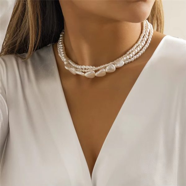 Elegant Multilayer Imitation-Pearl Vintage Wedding Statement Choker Collar Jewelry