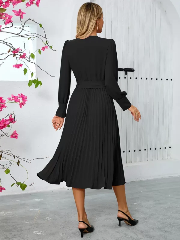 Elegant Sash V-Neck Long Sleeves Polyester Semi Formal Party Dress - Image 13