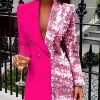 Elegant Sequein Long Sleeve Above Knee Slight Stretch Blazer