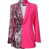 Elegant Sequein Long Sleeve Above Knee Slight Stretch Blazer - Image 2