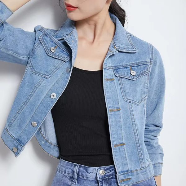 Elegant Solid Full Sleeve Button Pocket Loss Slim Fit Jeans Denim Jacket - Image 17