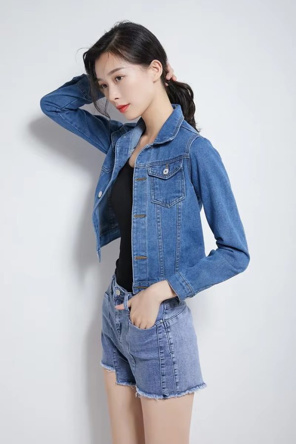 Elegant Solid Full Sleeve Button Pocket Loss Slim Fit Jeans Denim Jacket - Image 20