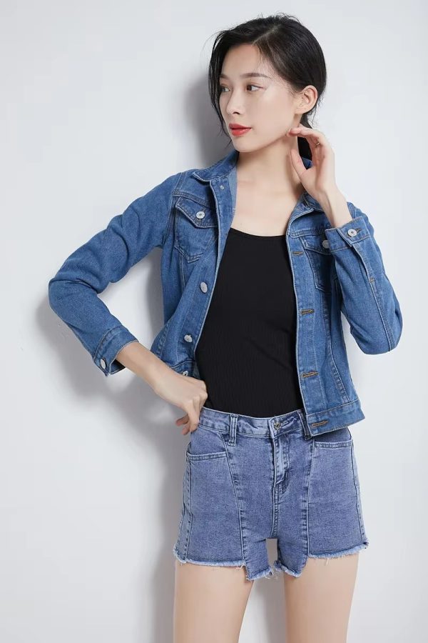 Elegant Solid Full Sleeve Button Pocket Loss Slim Fit Jeans Denim Jacket - Image 21