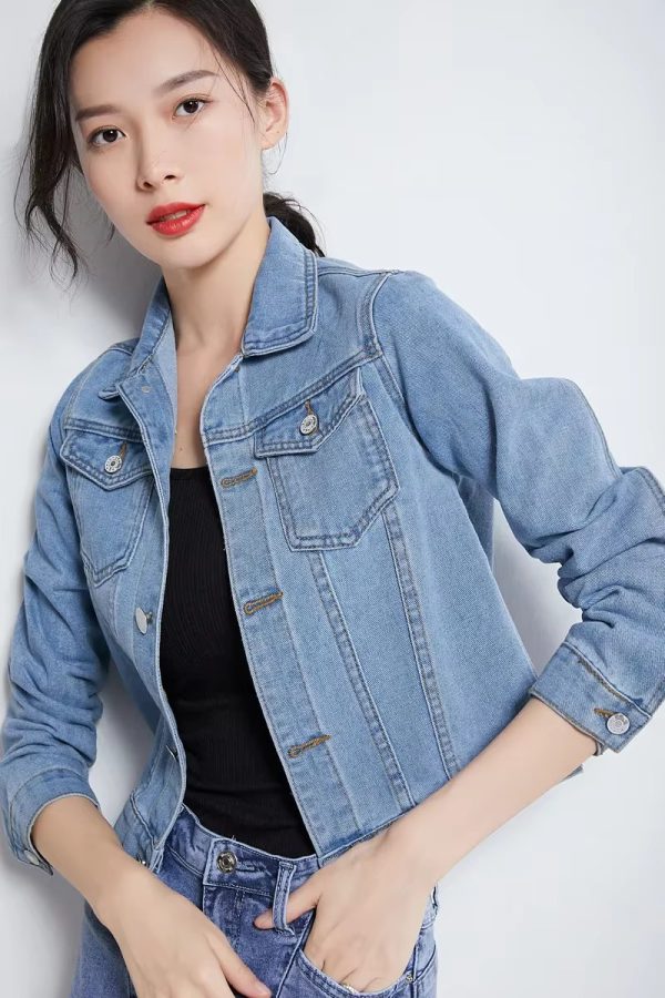 Elegant Solid Full Sleeve Button Pocket Loss Slim Fit Jeans Denim Jacket - Image 18