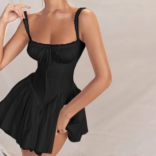 Elegant Sweet Robe Spaghetti Strap Zipper Mini Corset Dress - Image 7