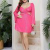 Elegant Sweetheart Neck Cutout Waist Lace Plus Size Mini Dress - Image 6