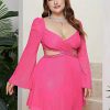 Elegant Sweetheart Neck Cutout Waist Lace Plus Size Mini Dress - Image 9