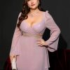Elegant Sweetheart Neck Cutout Waist Lace Plus Size Mini Dress - Image 15