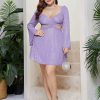 Elegant Sweetheart Neck Cutout Waist Lace Plus Size Mini Dress
