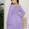 Elegant Sweetheart Neck Cutout Waist Lace Plus Size Mini Dress - Image 5