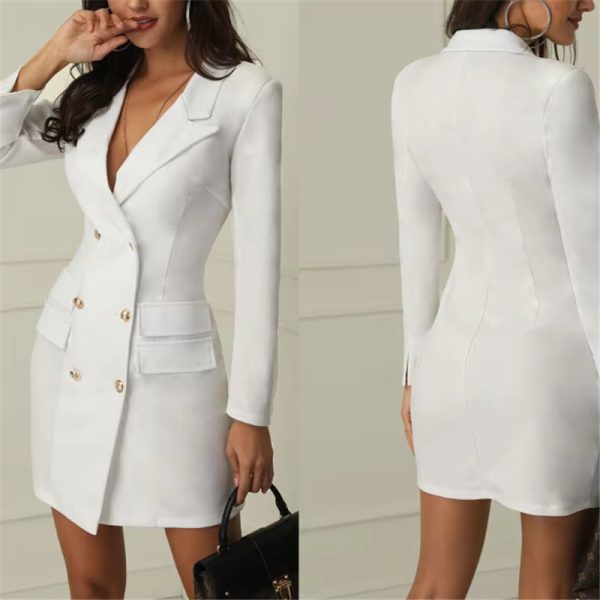 Elegant Turn-down Collar Button Blazer Slim Suit Outfits - Image 2