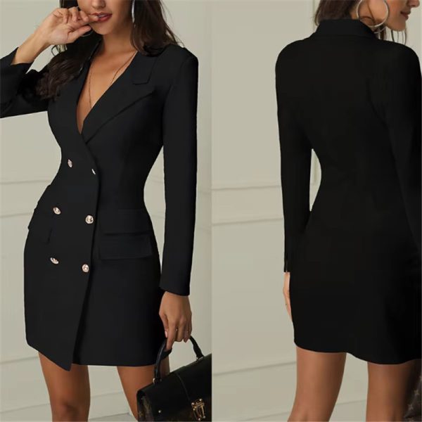 Elegant Turn-down Collar Button Blazer Slim Suit Outfits - Image 4