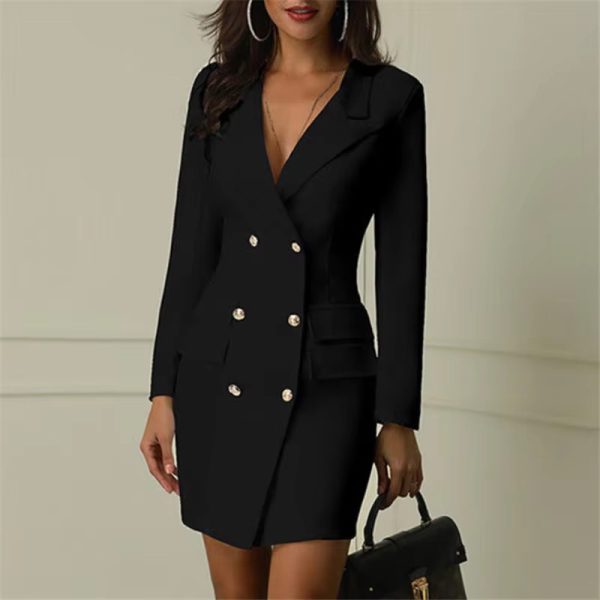 Elegant Turn-down Collar Button Blazer Slim Suit Outfits - Image 3