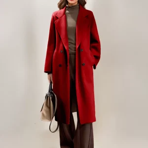 Elegant Turndown Collar Front Button Long Sleeves Sash Maxi Coat2. Elegant Turndown Collar Front Button Long Sleeves Sash Maxi Coat