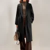 Elegant Turndown Collar Front Button Long Sleeves Sash Maxi Coat - Image 6
