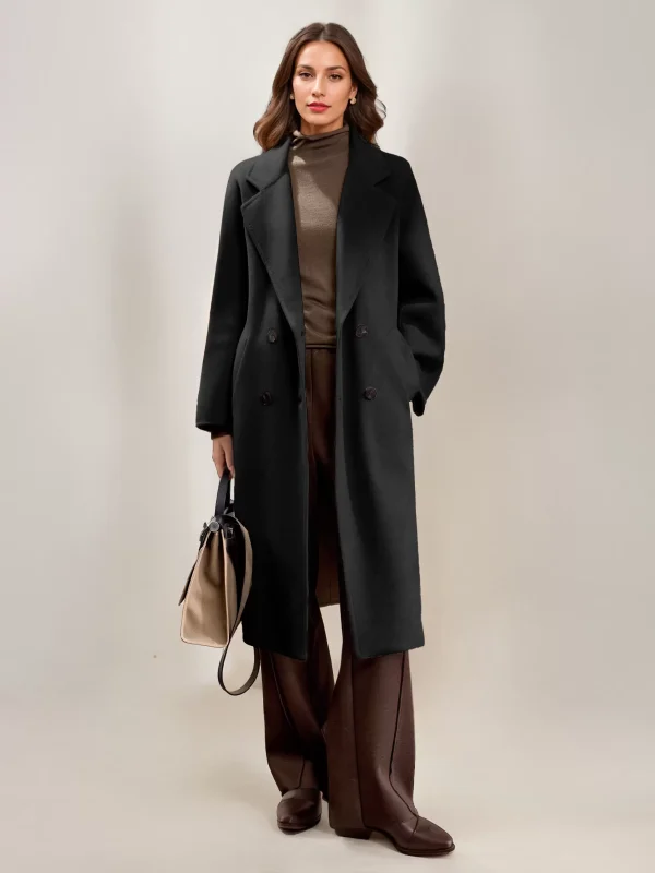 Elegant Turndown Collar Front Button Long Sleeves Sash Maxi Coat - Image 6