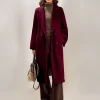 Elegant Turndown Collar Front Button Long Sleeves Sash Maxi Coat - Image 5