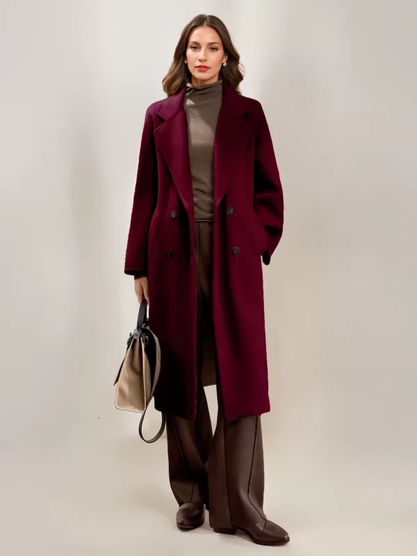 Elegant Turndown Collar Front Button Long Sleeves Sash Maxi Coat - Image 5