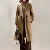 Elegant Turndown Collar Front Button Long Sleeves Sash Maxi Coat - Image 2