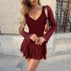 Elegant Halter Sleeveless Lace Hollow Out PU Leather Skinny Mini Dress - Image 7