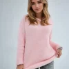 Embellished Collar Cut Out Long Sleeves Oversized Polyester Pullover Sweaters - Image 4