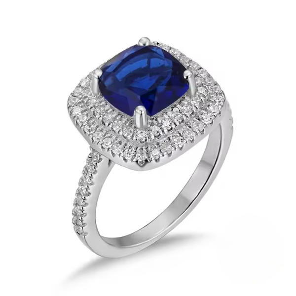 Eternal Natural Sapphire Wedding Engagement 925 Sterling Silver Ring - Image 6