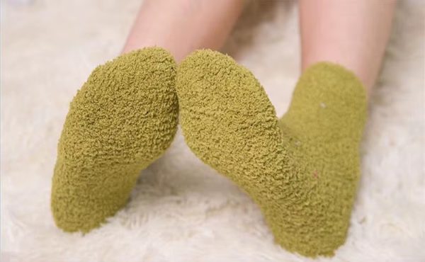 Fluffy Warm Christmas Gift Soft Home Candy Color Velvet Floor Socks - Image 3