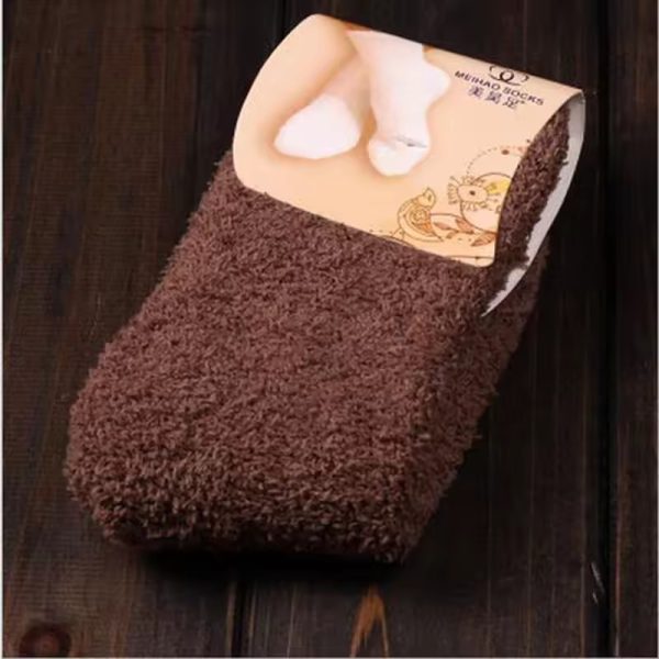 Fluffy Warm Christmas Gift Soft Home Candy Color Velvet Floor Socks - Image 15