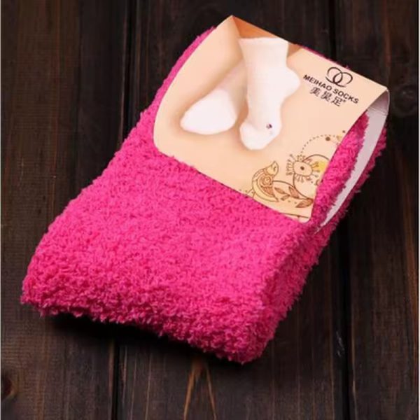 Fluffy Warm Christmas Gift Soft Home Candy Color Velvet Floor Socks - Image 16