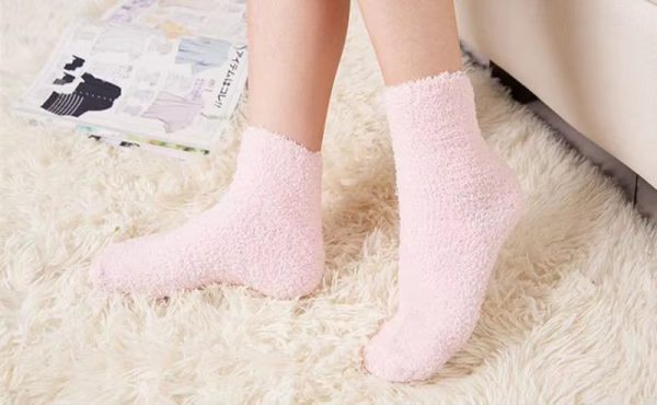 Fluffy Warm Christmas Gift Soft Home Candy Color Velvet Floor Socks - Image 4