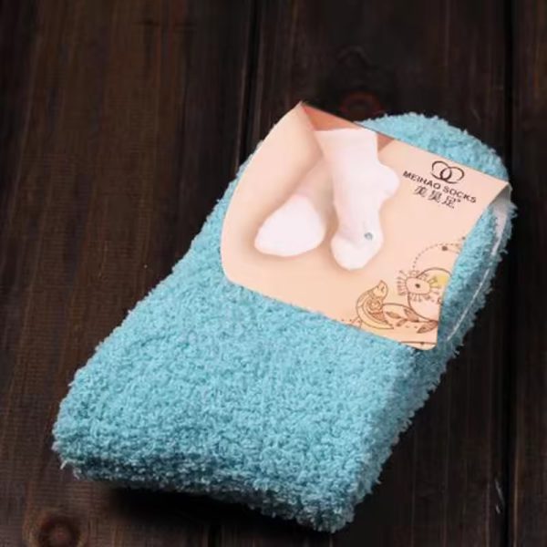 Fluffy Warm Christmas Gift Soft Home Candy Color Velvet Floor Socks - Image 20