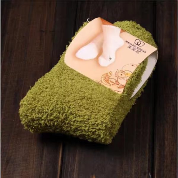 Fluffy Warm Christmas Gift Soft Home Candy Color Velvet Floor Socks - Image 22